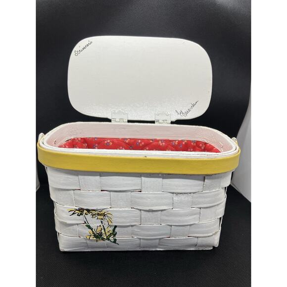 Vintage Unique Painted Purse Picnic Basket Signed Caro Nan Floral See Photos - Picture 6 of 16